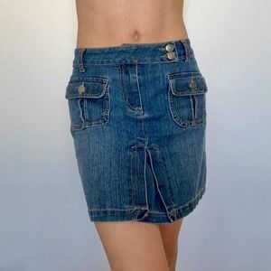 Blue epic 90s denim mini skirt